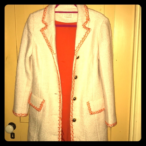 Sail to Sable orange wool blend embroidery coat - Picture 3 of 5
